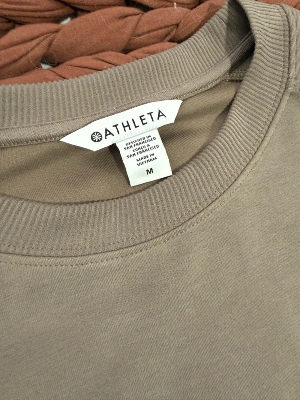 Athleta Seasoft Rib Crewneck Sweatshirt (medium) Pyrite nude/tan - Picture 4 of 7